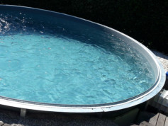 Struttura per piscina diametro mt 4 a pannello prefabbricato rivestimento grigio
